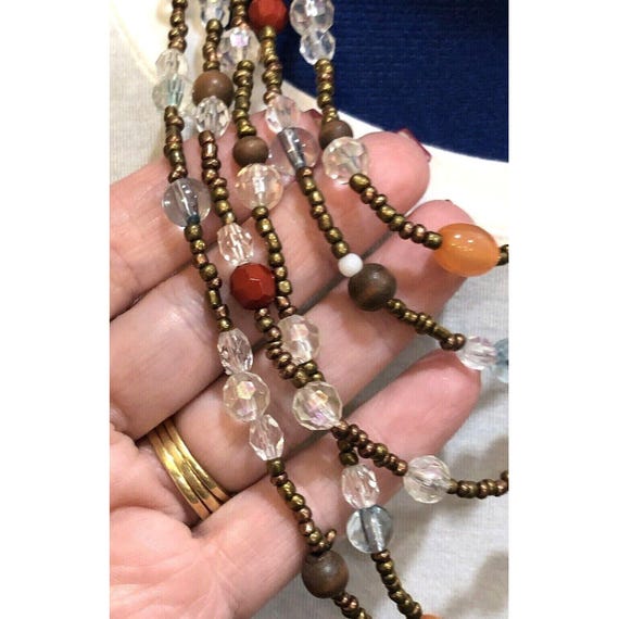 Statement Multistrand Copper Colored Beaded Rhine… - image 7