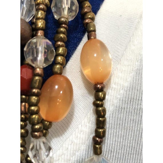 Statement Multistrand Copper Colored Beaded Rhine… - image 9