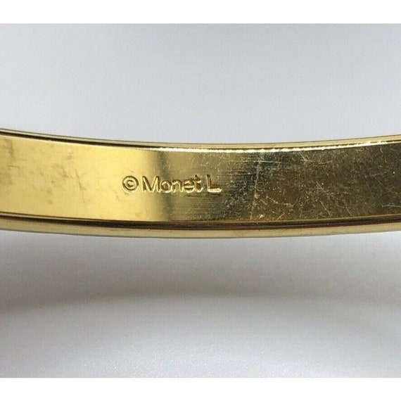 Vintage Monet L Signed Etched Bangle Cuff Bracele… - image 5