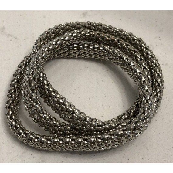 Lot of 3 Stretch Bracelets Silver Tone Multi Meta… - image 6