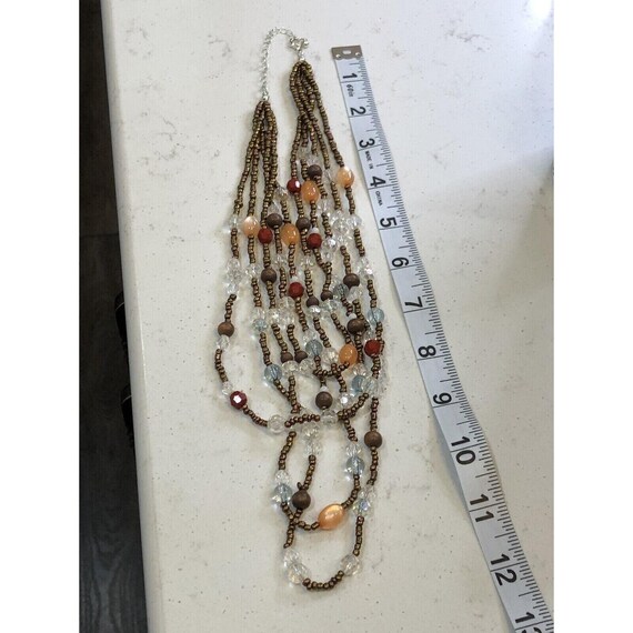 Statement Multistrand Copper Colored Beaded Rhine… - image 5
