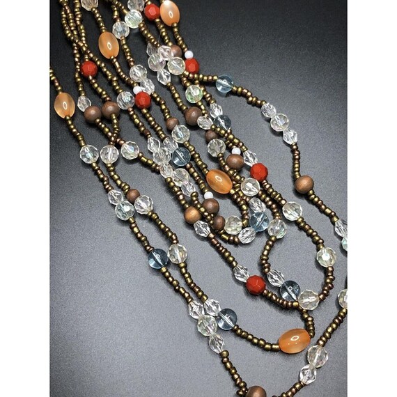 Statement Multistrand Copper Colored Beaded Rhine… - image 10