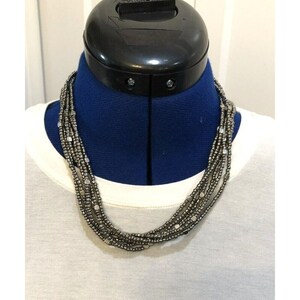 Vintage Antiqued Silver Tone Necklace Retro Boho Chic Multi Strand