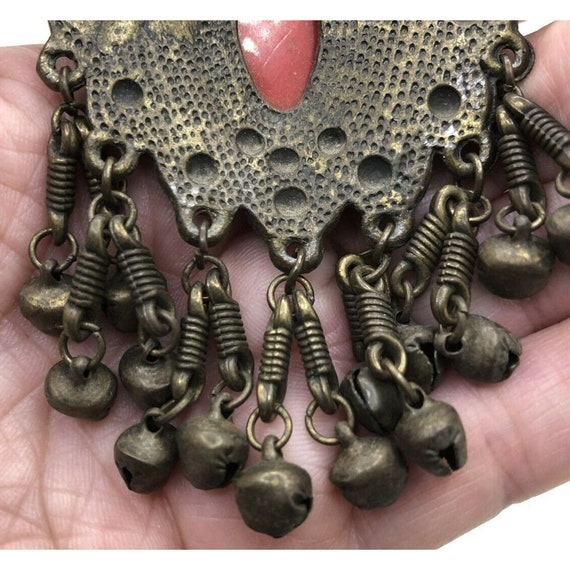 Vintage Ornate Large Pendant with 14 Bell Dangles… - image 2