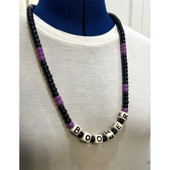 Beaded Baby BOOMER Necklace Over the Hill Birthda… - image 1