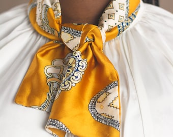 Machimara Women's Yellow Gold Neck/Head Scarf | 100% Satin | Silk feel | Gifts