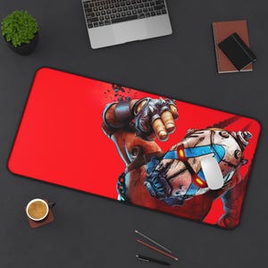 Podkładka pod mysz Psycho Bandit Borderland Inspired Gaming Desk Pad | Czerwona podkładka pod mysz dla graczy