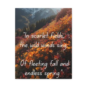 Floral Fall Poem Canvas Art: Inspirational Nature Quote Print