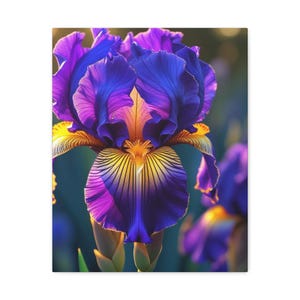 Impression d&#39;art sur toile iris vibrants : décoration murale florale, cadeau pour amoureux de la nature