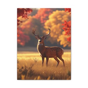 Autumn Deer Canvas Art: Rustic Fall Home Decor