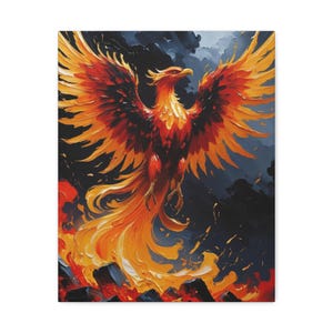 Phoenix Rising Canvas Art: Inspirational Firebird Painting