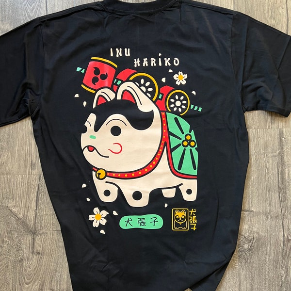 Camiseta japonesa, camiseta de diseño gráfico Inu Hariko para hombres y mujeres