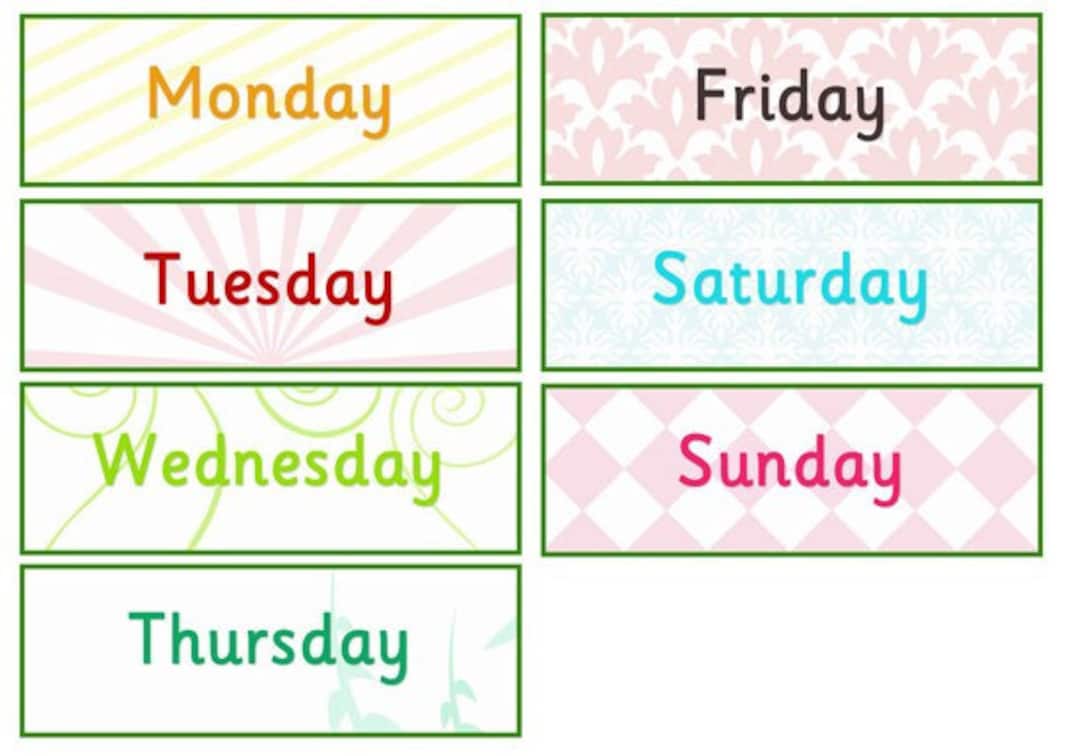 Days of the Week Printable PDF - Etsy
