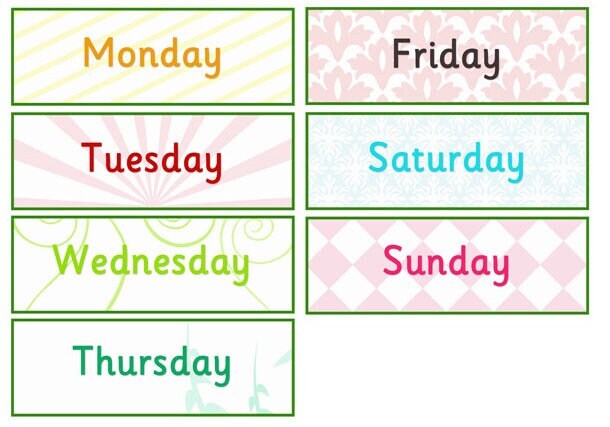 Days of the Week Printable PDF - Etsy