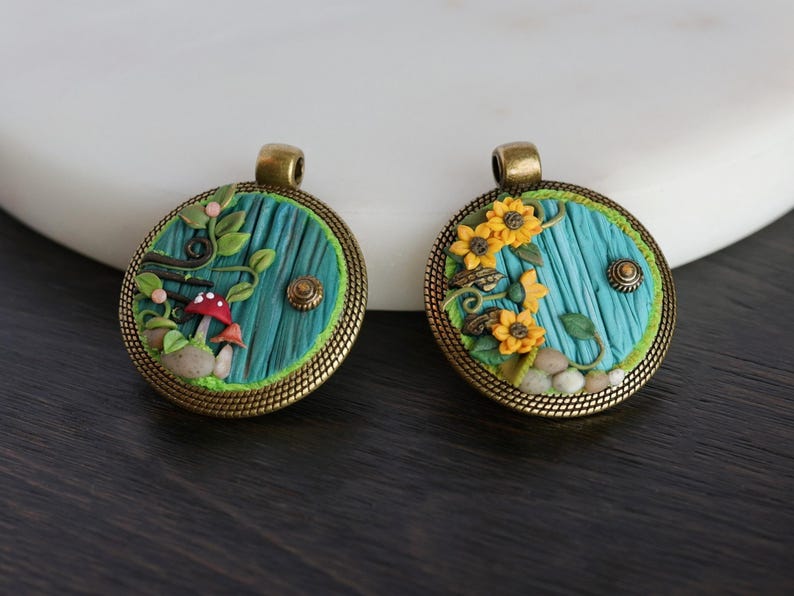 Hobbit Door Pendant Necklace: Fantasy Book Lover Jewelry - Polymer Clay Cottage Door, Tolkien Fan Gift image 3