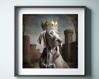 Muurkunst weimaranerhond, minimalistisch huisdierportret (digitale download)