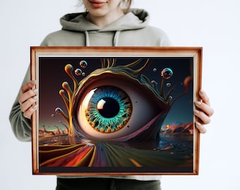 Psychedelic Eyeball Art Print: Tim Burton Style (Digital Download)