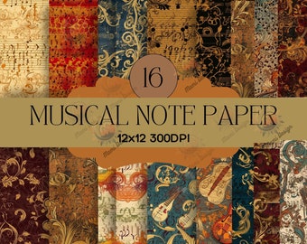 Musical Notes Scrapbook Paper - Renaissance Brocade Digital Pack
