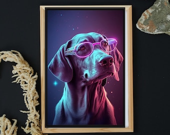 Retro Weimaraner Portrait: 90s Style Dog Art (Digital Download)