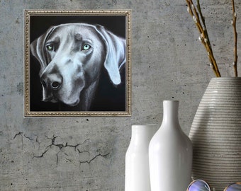 Weimaraner Dog Chalk Art Print: Pet Portrait (Digital Download)
