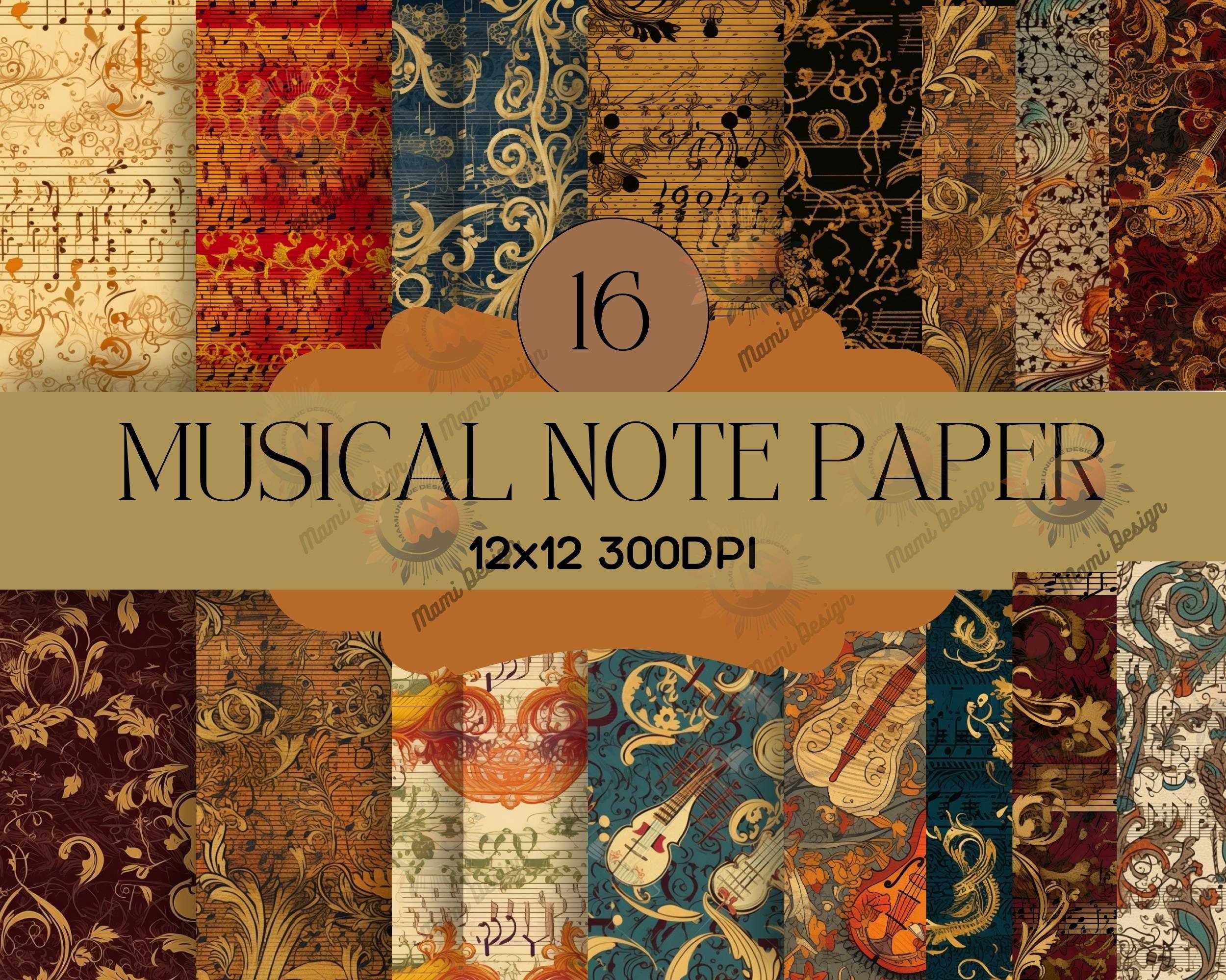 Music Note Paper Chain Musical Notes Scrapbook Paper - Renaissance Brocade Digital Pack - Etsy