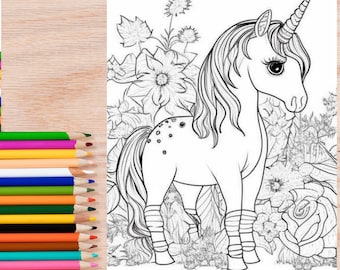 Unicorn Coloring Pages: 25 Printable Designs (Digital Download)