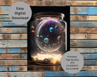Solar System in a Jar, digital download, AI ART, PLANETS
