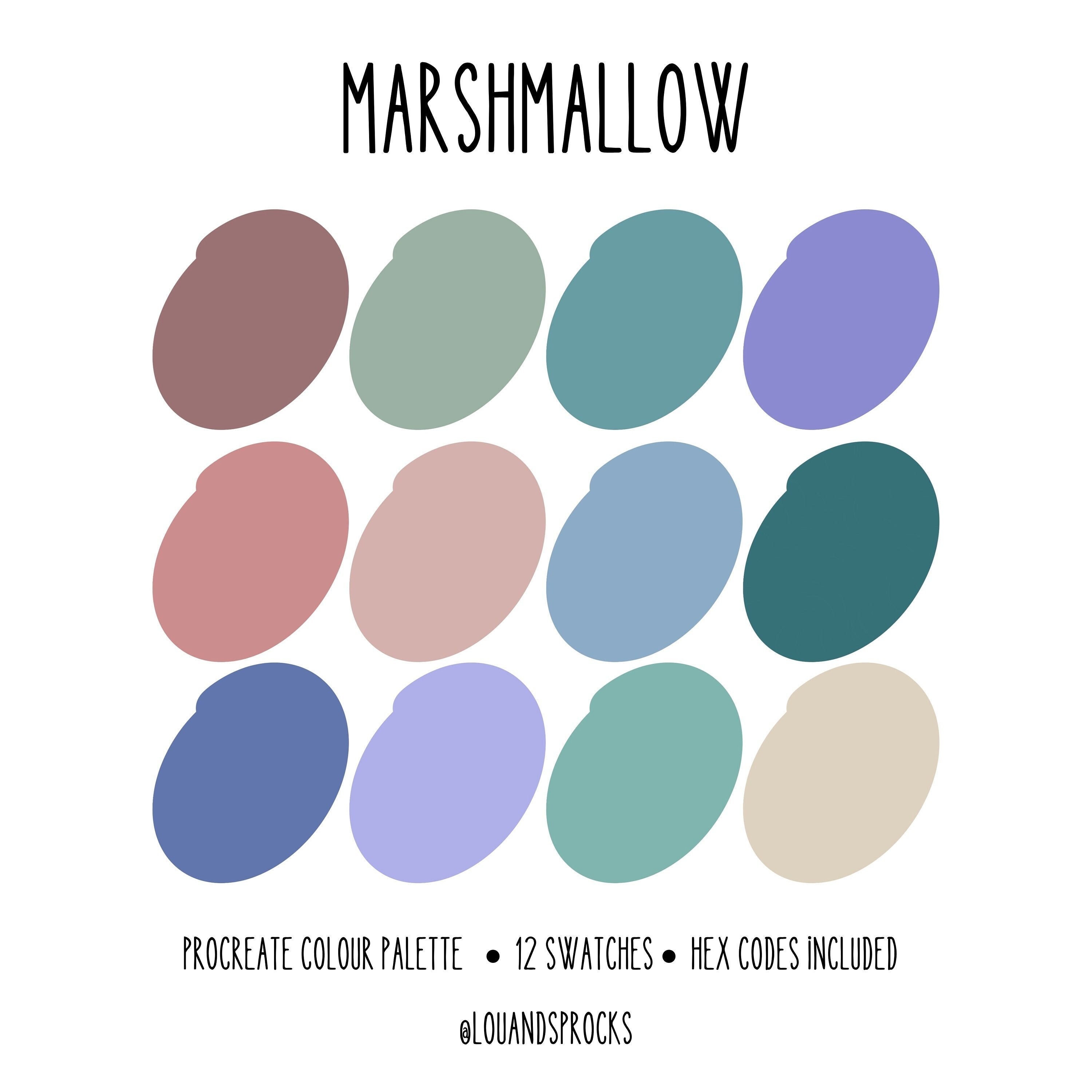 Marshmallow Spring Pastels Procreate Palette 12 Swatches With Hex Codes Etsy