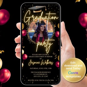 Digital Photo Graduation Party Invitation - Editable Graduate Party Invite - Modern Graduation Announcement Template - Instant Download