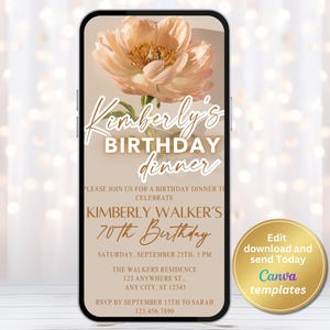 Digital Dinner Party Invitation, Birthday Dinner Invite, Birthday Invitation, Editable Template, Text Evite, Dinner Template, Dinner Invite