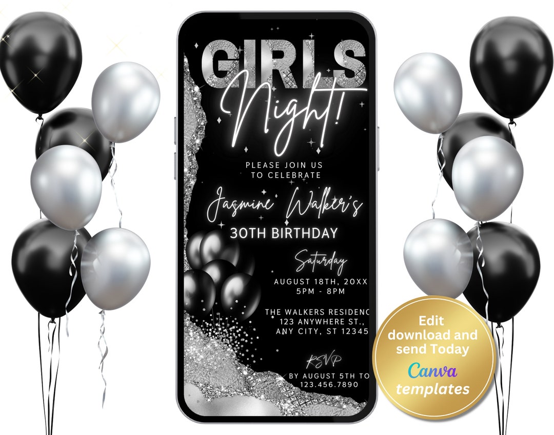Editable Girls Night Out Birthday Party Invitation - Digital Invitation ...