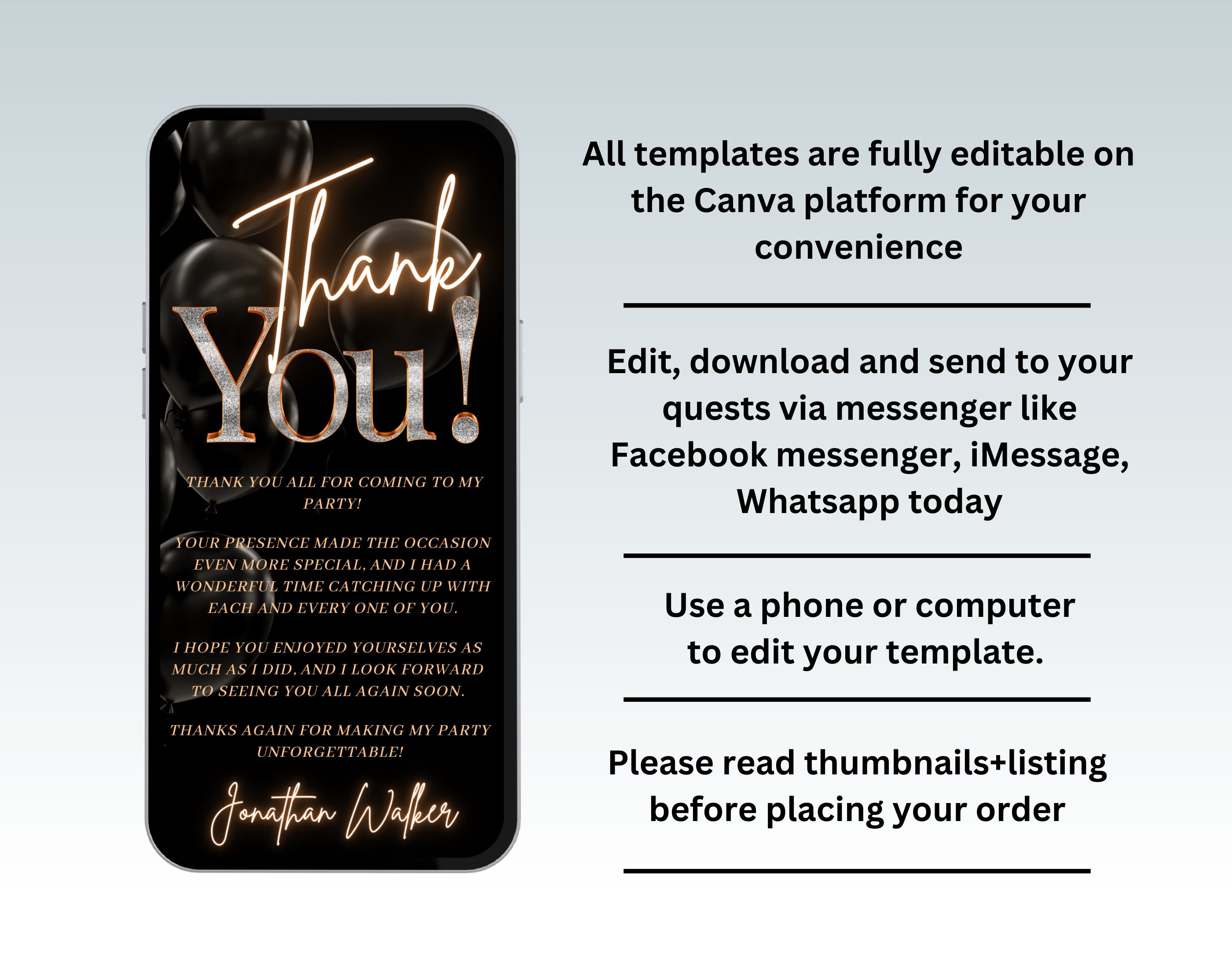 Digital Birthday Thank You Card Electronic Thank You - Etsy