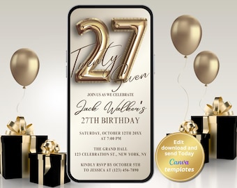 27 dresses birthday invitation 27 Dresses Birthday Invitation: Ribbon Bow Template (canva, Digital Download)