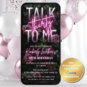 Digital 30th Birthday Party Invitation - Talk Thirty To Me - Invitation Template - Editable Template - Instant Download - Birthday Invite