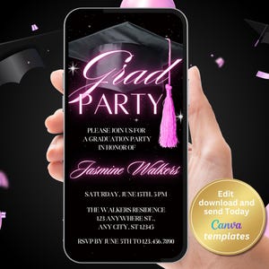 Modern Editable Graduation Party Template - Digital Grad Party Invitation - Grad Party - Customizable Graduation Announcement