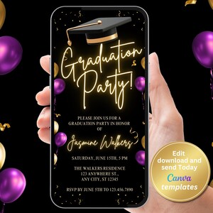 Editable Graduation Party Invitation - Modern Graduation Announcement Template - Digital Grad Party Invite - Instant Download