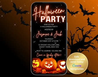 Digitale uitnodigingen voor Halloween-feest - uitnodigingen voor volwassenen voor Halloween - uitnodiging voor Halloween-nacht - uitnodigingen voor spooky Halloween-feest