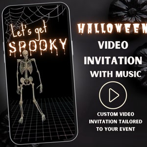 Halloween Party Video Invitation, Halloween Invite, Skeleton Invitation, Spooky Halloween, Video Invite, Scary