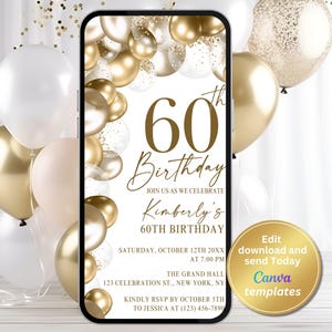 60th Birthday Invitation – Editable Template – Milestone Birthday Invite – Birthday Party & Dinner Invite - for Any Age - Instant Download