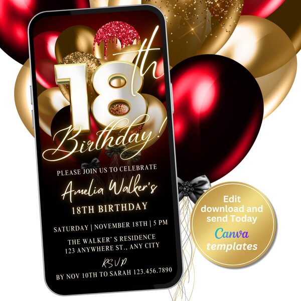 Red 18th Birthday Banner - Etsy