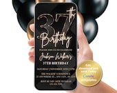 Editable 37th Birthday Invitation Template for Him, Digital Invite, Text Message Evite, Instant Download