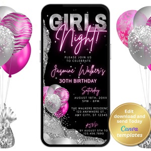 Digital Girls Night Out Birthday Invitation - Digital Invite for Fun Pajama Party or Game Night - Pajama Party Invite