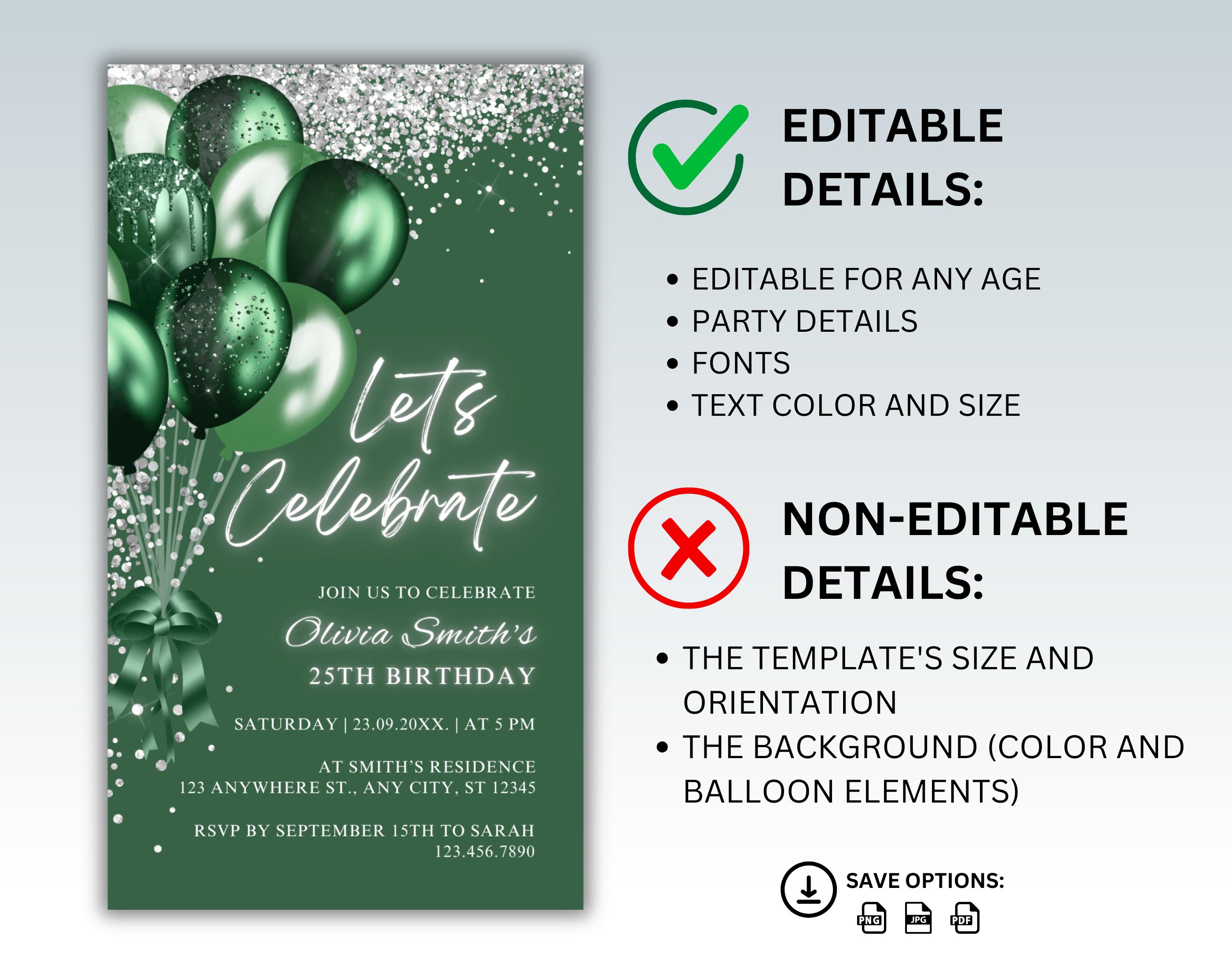 Invitaciones De Fiesta Con Tema Green Spa – Personalizadas Para Cumpleaños – TheCardZoo (Modelo Th40) – Hechas En Reino Unido