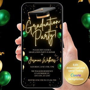 Editable Graduation Party Invitation - Modern Graduation Announcement Template - Digital Graduate Party Invite - Instant Download