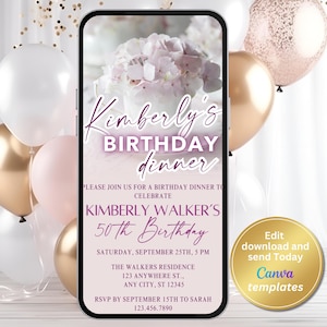 Digital Birthday Dinner Invitation, Digital Birthday Party Invite, Dinner Party, Editable Template, Text Evite, Dinner Party, Dinner Invite