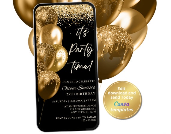 25x Party-Einladungskarten Schwarz-gold – Mit Umschlägen – Für Geburtstag, Hochzeit, Abschlussfeier & Mehr