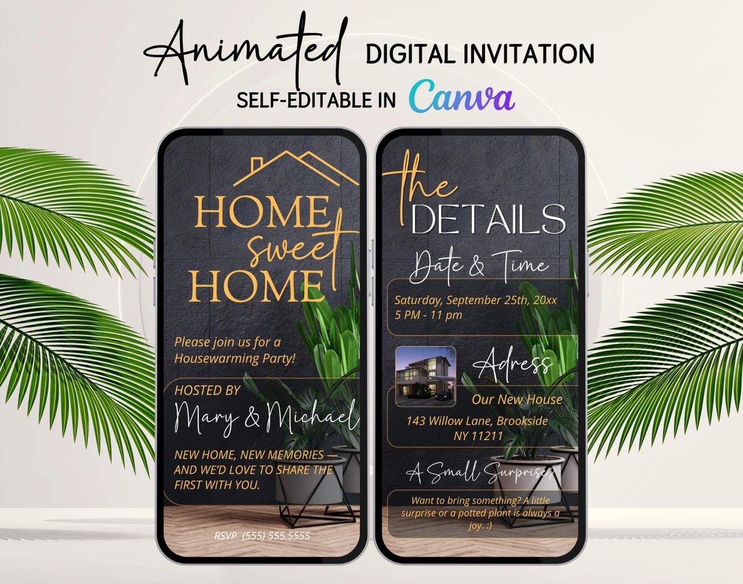 Animated Home Sweet Home Housewarming Invitation, Modern Minimalist ...