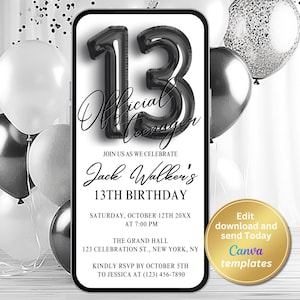 13. Geburtstag Partyeinladung - Einladung zum 13 Bearbeitbar Teen Birthday Evite - Sofortiger Download