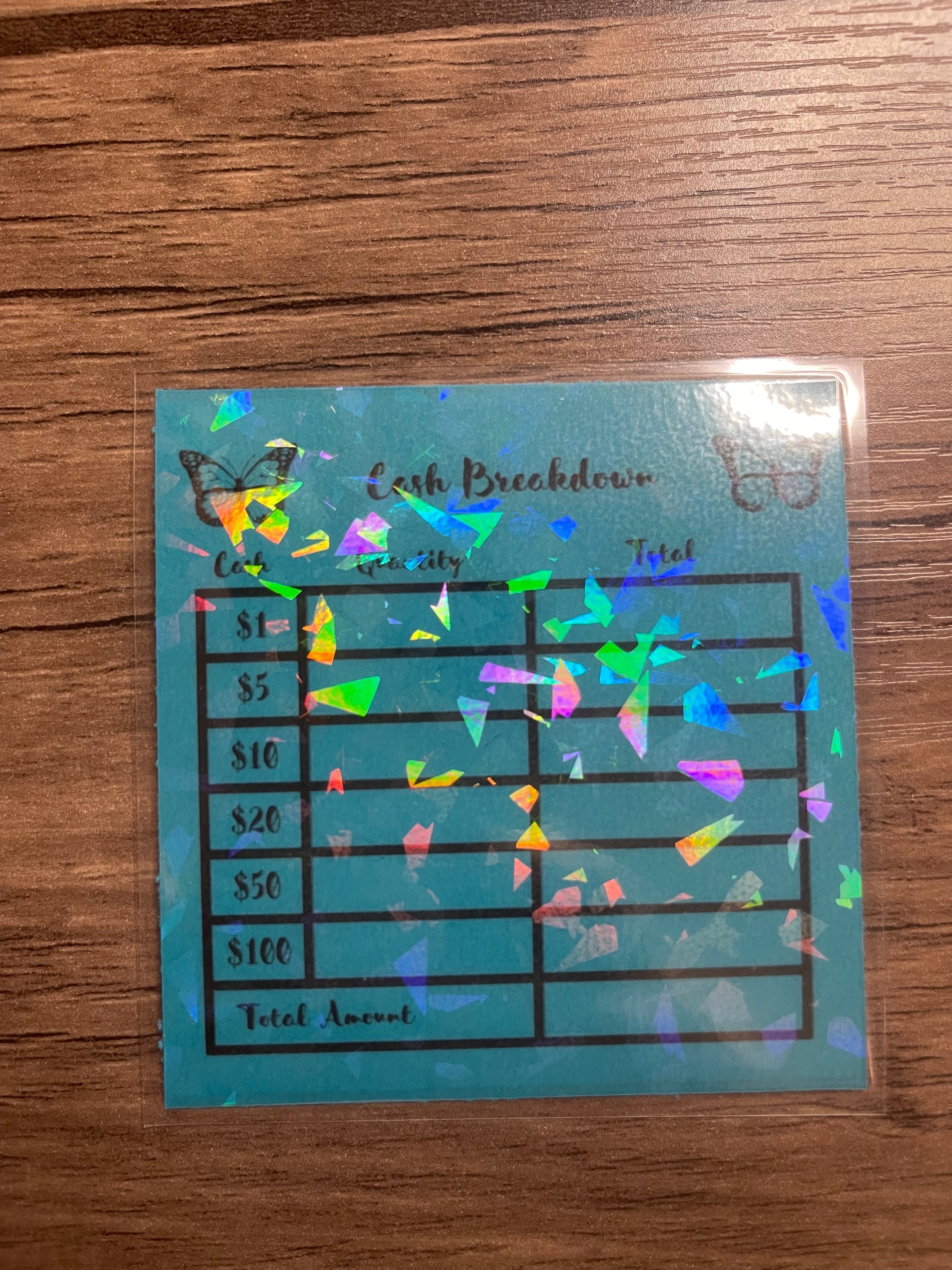 Cash Breakdown Card - Etsy