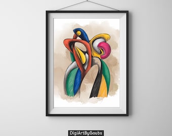 Vivid Pastel Abstract Wall Art | Colorful Digital Painting | Printable Art PDF & JPG | Modern Boho Decor | Instant Download